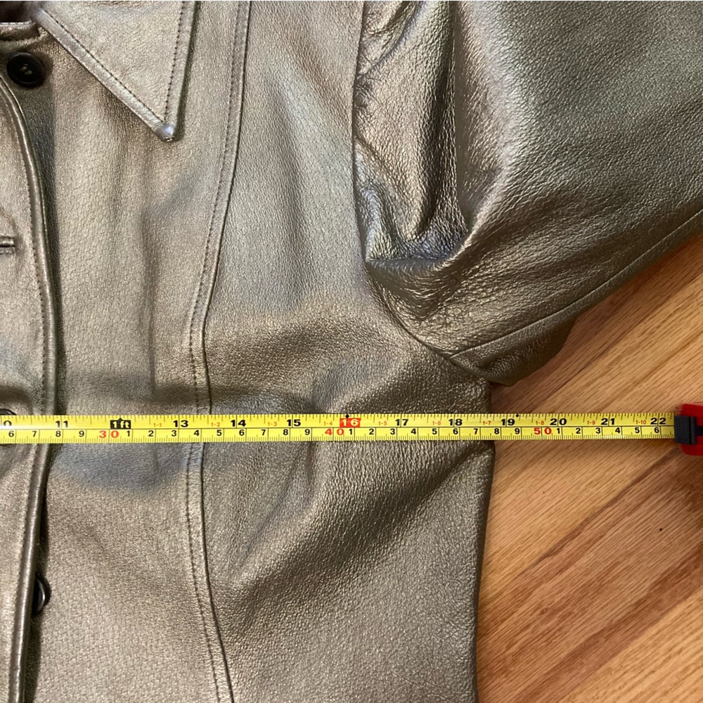 Real Leather Gold Button Down Jacket - image 6